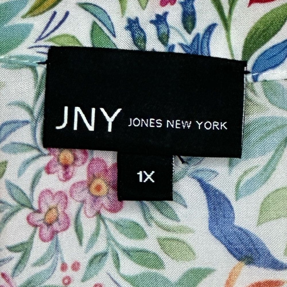 JNY Jones New York Floral Botanical Print Blouse Lightweight Spring Summer Sz 1X - Picture 5 of 8